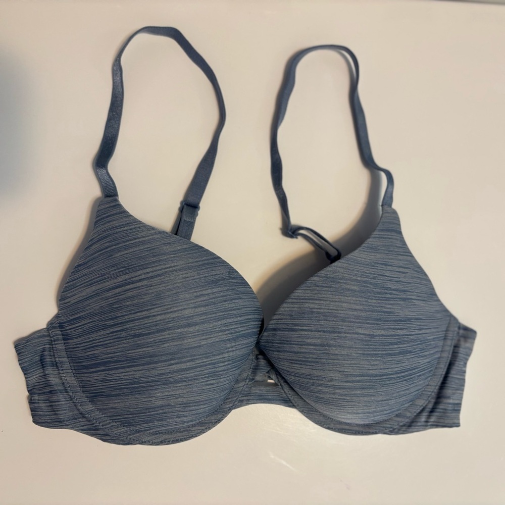 Victoria’s Secret Heather Blue Uplift Semi Demi Bra Size 34B